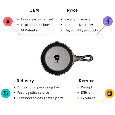 Roheisen-Bratpfanne Pan Pre Seasoned Frying Pan Soem-ODM 26/30cm