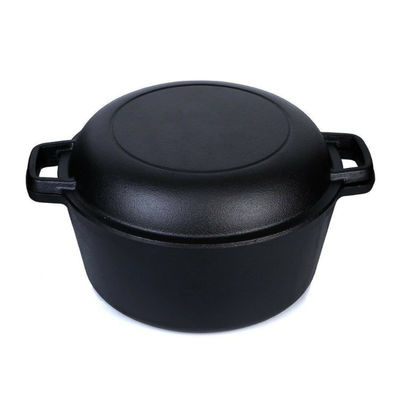 Vorgewürzter 2-in-1-Feuertopf aus Gusseisen, 5 Quart, für Camping