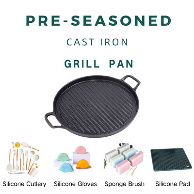 GRILL Roheisen-Runden-Bratpfanne Pan With Ridge 24/28/30 cm Multifunktions: