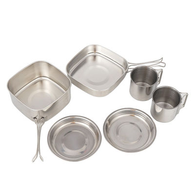 H6.8CM, das Edelstahl-kampierendes Kochgeschirr 6pcs/Set kochend des Satz-D14.7CM kampiert