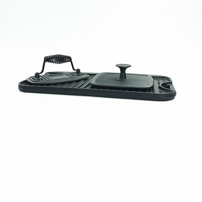 51.2*26.5cm Roheisen-Grill-Bratpfannen-Grill-Bratpfanne Pan With Press