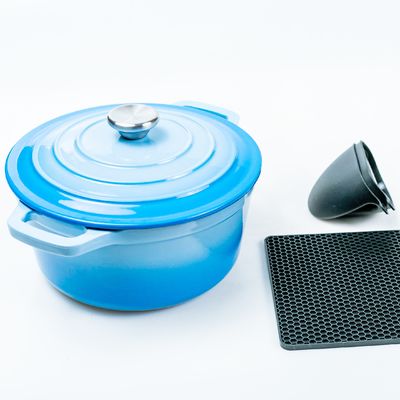 OEM-Gusseisen-Kasserolle, zwei Griffe, runde Auflaufform mit Deckel
