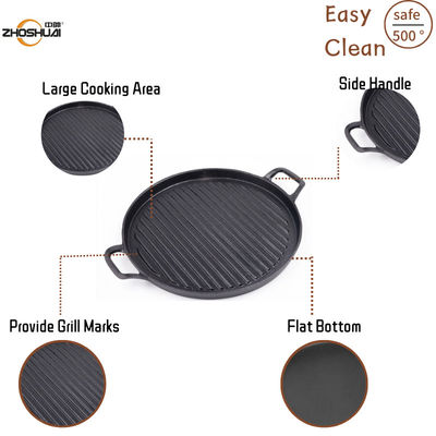 GRILL Roheisen-Runden-Bratpfanne Pan With Ridge 24/28/30 cm Multifunktions: