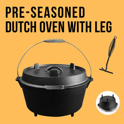 “ Gummitwist Oven Pre Seasoned Matt Black des Roheisen-31X14 mit den Beinen