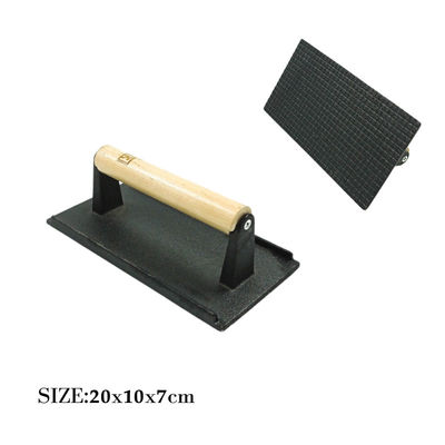 21X11X1.2cm rechteckige Roheisen-Steak-Presse mit Holzgriff