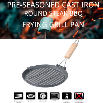 27cm Roheisen-Grill-Bratpfanne 10inch mit Einschlagheft ISO9001