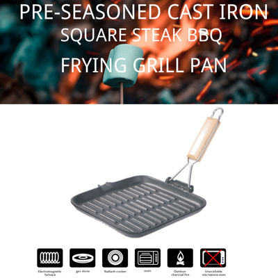 Quadratischer Roheisen-Grill sieben vor reifen flachen Eisen-Bratpfanne-Grill mit Einschlagheft