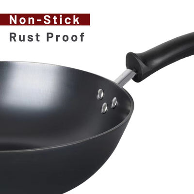 Rost-Beweis-chinesischer Wok-Pan Pre Seasoned With Glass-Deckel ISO9001