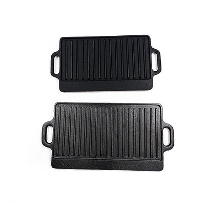 Zwei Griff-rechteckiger Roheisen-Bratpfanne mit Kanten 18x9.4x0.6inch