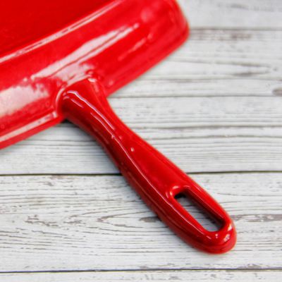Roter emaillierter Stock Roheisen-Bratpfanne-Pans 10inch nicht frittieren Pan With Ridge