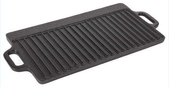 Zwei Griff-rechteckiger Roheisen-Bratpfanne mit Kanten 18x9.4x0.6inch