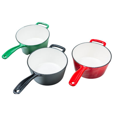 16cm roter emaillierter Eisen-Form-Kasserollen-Topf mit langem Griff