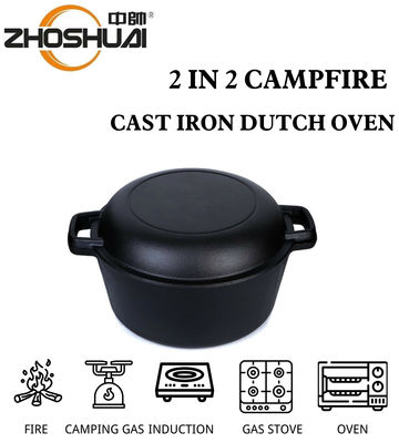 26cm Roheisen-Kasserolle 4.8L Roheisen-Schmortopf 2 in 1 einfachem Griff