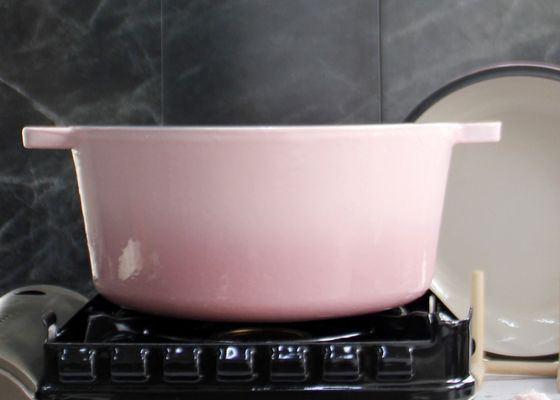 Rosa emaillierte vor reifes Roheisen Pan Lid And Dutch Oven 2 in 1