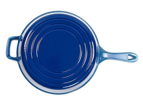 BSCI SGS emaillierte Roheisen-Kochgeschirr Pan Lid And Stew Pot 2 in 1