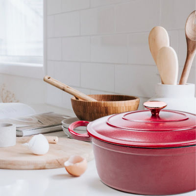 Matt Red Cast Iron Dutch-Ofen 4,5/7,2 Quart für Induktions-Ofen