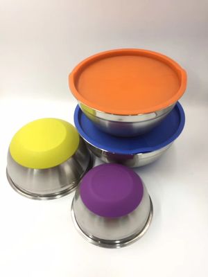Edelstahl-Metallsalat-Schüssel mit Silikon-Unterseite des Deckel-1.25L-5L