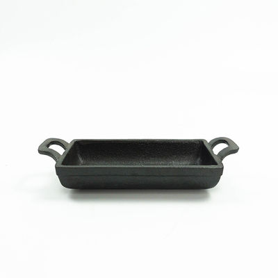 Doppelte Griff-Roheisen-Bratpfanne 15.3*7.7cm rechteckiges fritierendes Pan