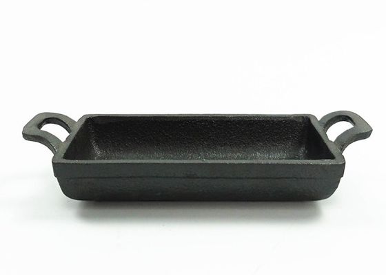 Doppelte Griff-Roheisen-Bratpfanne 15.3*7.7cm rechteckiges fritierendes Pan