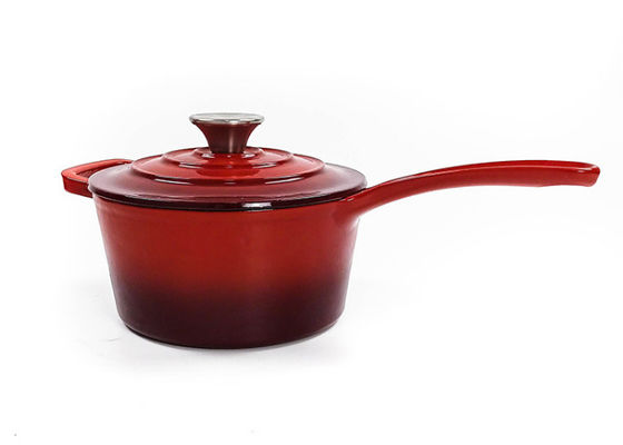 16cm roter emaillierter Eisen-Form-Kasserollen-Topf mit langem Griff