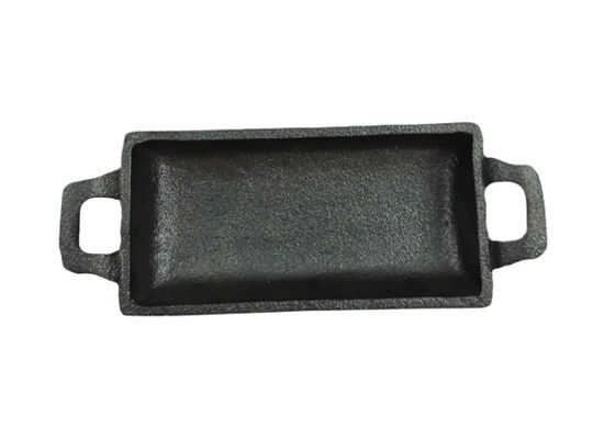 Doppelte Griff-Roheisen-Bratpfanne 15.3*7.7cm rechteckiges fritierendes Pan