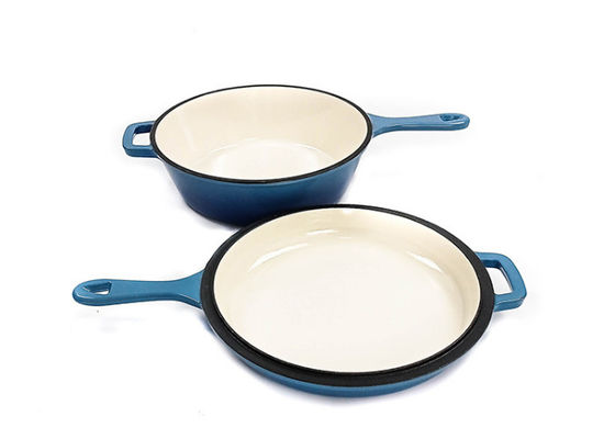 2 in 1 Roheisen-Kasserollen-Bratpfanne-Email beschichtete 3,2 Quart