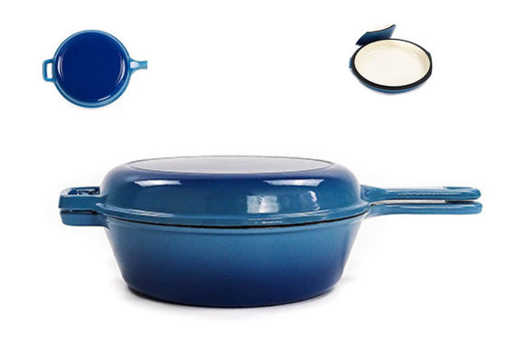2 in 1 Roheisen-Kasserollen-Bratpfanne-Email beschichtete 3,2 Quart