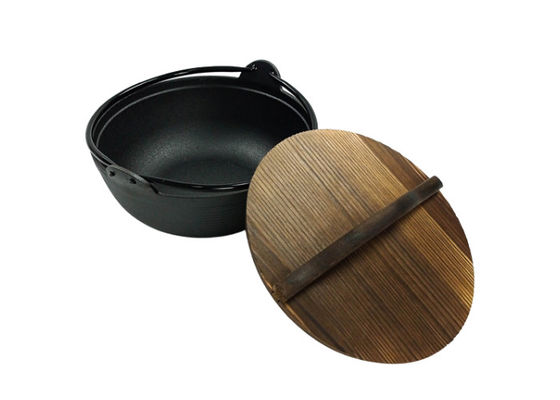 18/20/27 Roheisen-niederländischer Oven Pre Seasoned With Wooden-Deckel cm