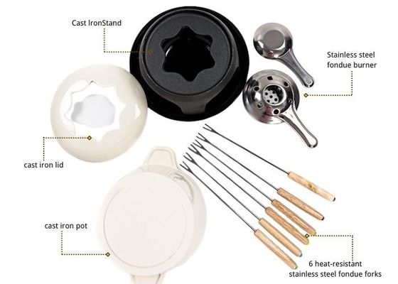 Roheisen-Fondue-nicht Stock-Email-Käse-Fondue-Töpfe Soems 1,5 Quart