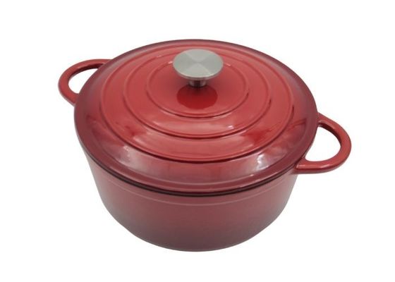 Bescheinigte roter Roheisen-Schmortopf ISO9001 Soem-ODM 21.3*10cm