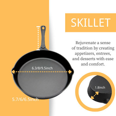 Runde Roheisen-Bratpfanne Vor-reif: Vervollkommnen Sie für Hausmannskost und im Freien, 10 Zoll/12 Zoll grillend