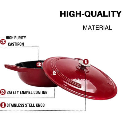 Email-Oven Dish For All Glass-Spitze Matt Red Cast Iron Casseroles ovale