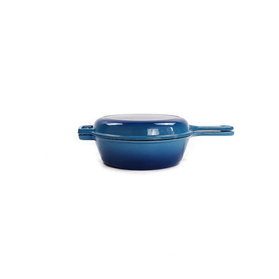 BSCI SGS emaillierte Roheisen-Kochgeschirr Pan Lid And Stew Pot 2 in 1