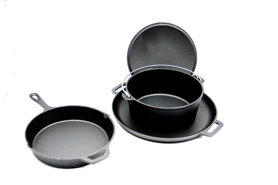 Roheisen-Bratpfanne, Grill Pan, Stück-Satz des Schmortopfs 3 würzte vor für allen Ofen