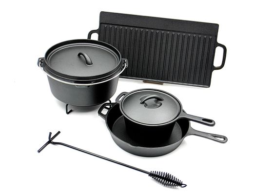 Nicht Stock, der das Satz-Roheisen kochend brät Zertifikate Pan Sets SGE/LFGB/FAD kampiert