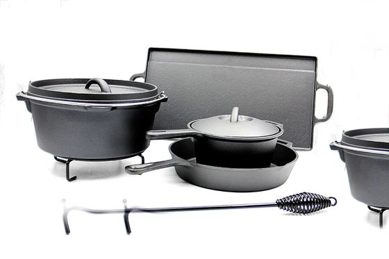 Nicht Stock, der das Satz-Roheisen kochend brät Zertifikate Pan Sets SGE/LFGB/FAD kampiert