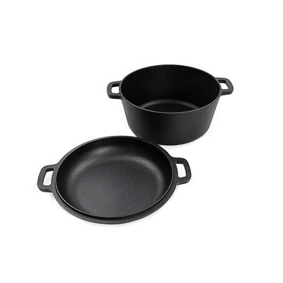 26cm Roheisen-Kasserolle 4.8L Roheisen-Schmortopf 2 in 1 einfachem Griff