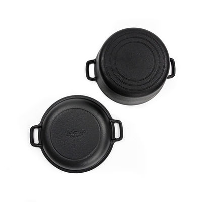 26cm Roheisen-Kasserolle 4.8L Roheisen-Schmortopf 2 in 1 einfachem Griff