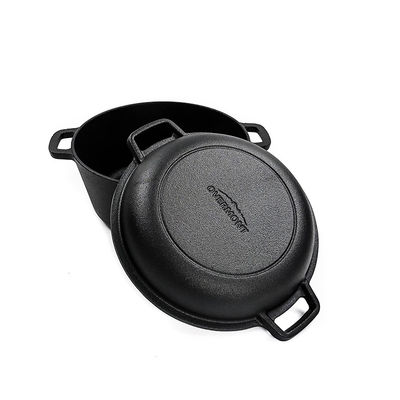 26cm Roheisen-Kasserolle 4.8L Roheisen-Schmortopf 2 in 1 einfachem Griff