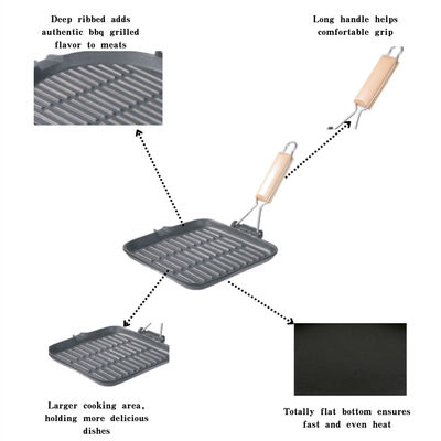 Quadratischer Roheisen-Grill sieben vor reifen flachen Eisen-Bratpfanne-Grill mit Einschlagheft