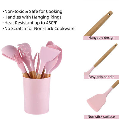 Das Nonstick Silikon, das Farbgerät kocht, stellte Küchen-Werkzeug-Satz ein