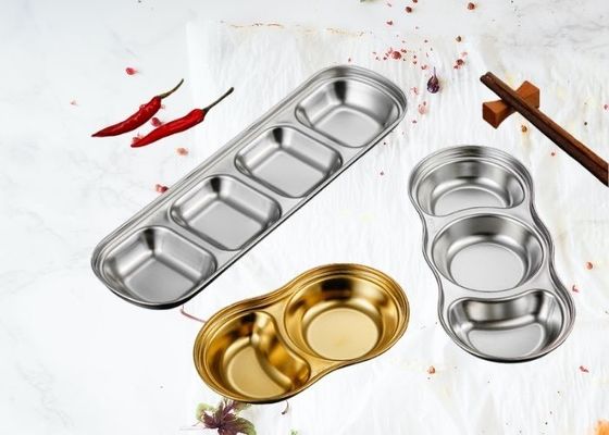 Geteilte Gewürzsauce Edelstahl Dip-Teller OEM &amp; ODM Für Heimrestaurant
