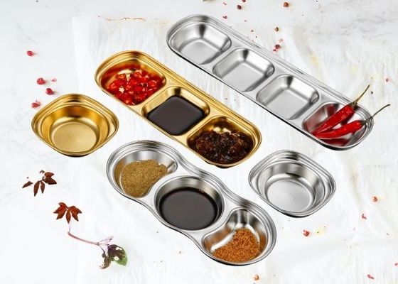 Geteilte Gewürzsauce Edelstahl Dip-Teller OEM &amp; ODM Für Heimrestaurant