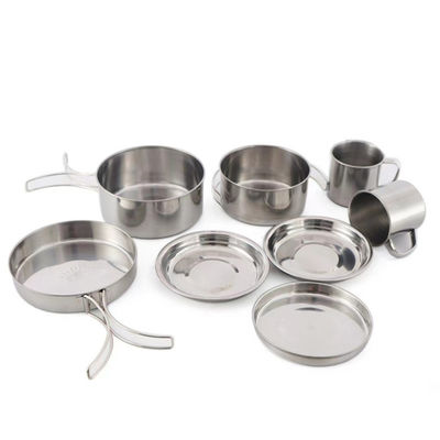 8pcs, das kampiert, das Satz-rostfreie Kampieren kochend ein, stellte das Wandern des Topfes ISO9001