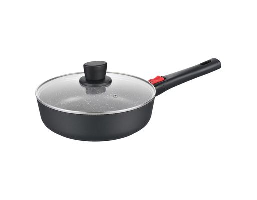 Großer tiefer Teller Aluminumpot 28cm mit Glasdeckel-Schwarzem