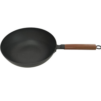 12&quot; Roheisen-Bratpfanne-Wok Durchmesser SGS mit Holzgriff