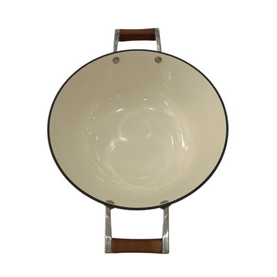 Bratpfanne-chinesischer Wok des Roheisen-15Inch mit dauerhaften Schleifen-Griffen