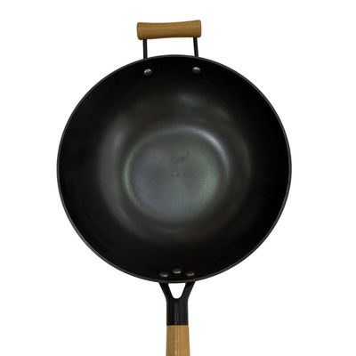 Vielseitige Bratpfanne-chinesischer Wok des Roheisen-12Inch mit hitzebeständigem Griff