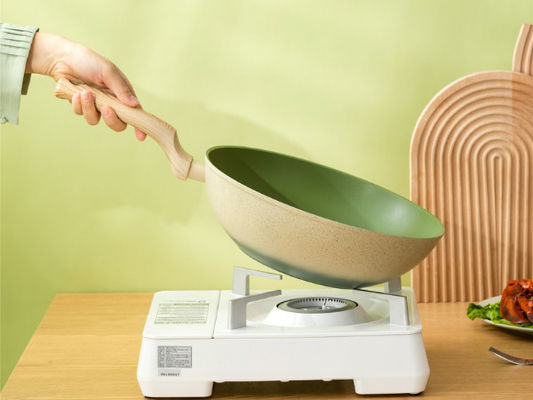 13Inch chinesischer Aluminiumwok Pan With Tempered Glass Lid und nicht Stock-Beschichtung