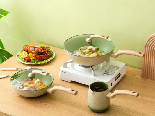 Erstklassiges 7-teiliges Aluminiumkochgeschirr eingestellt für Induktion Cooktops-Grün